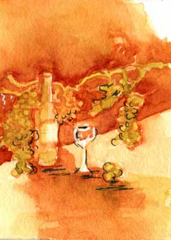 "Wine Time" by Charlotte Olson, Merrimac WI - Watercolor